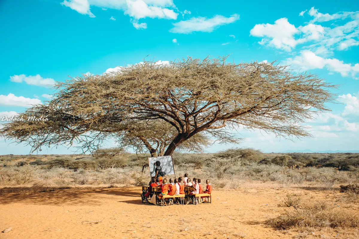class under tree in Samburu county due to lack of class